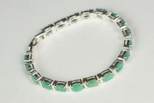 Silver emerald line bracelet