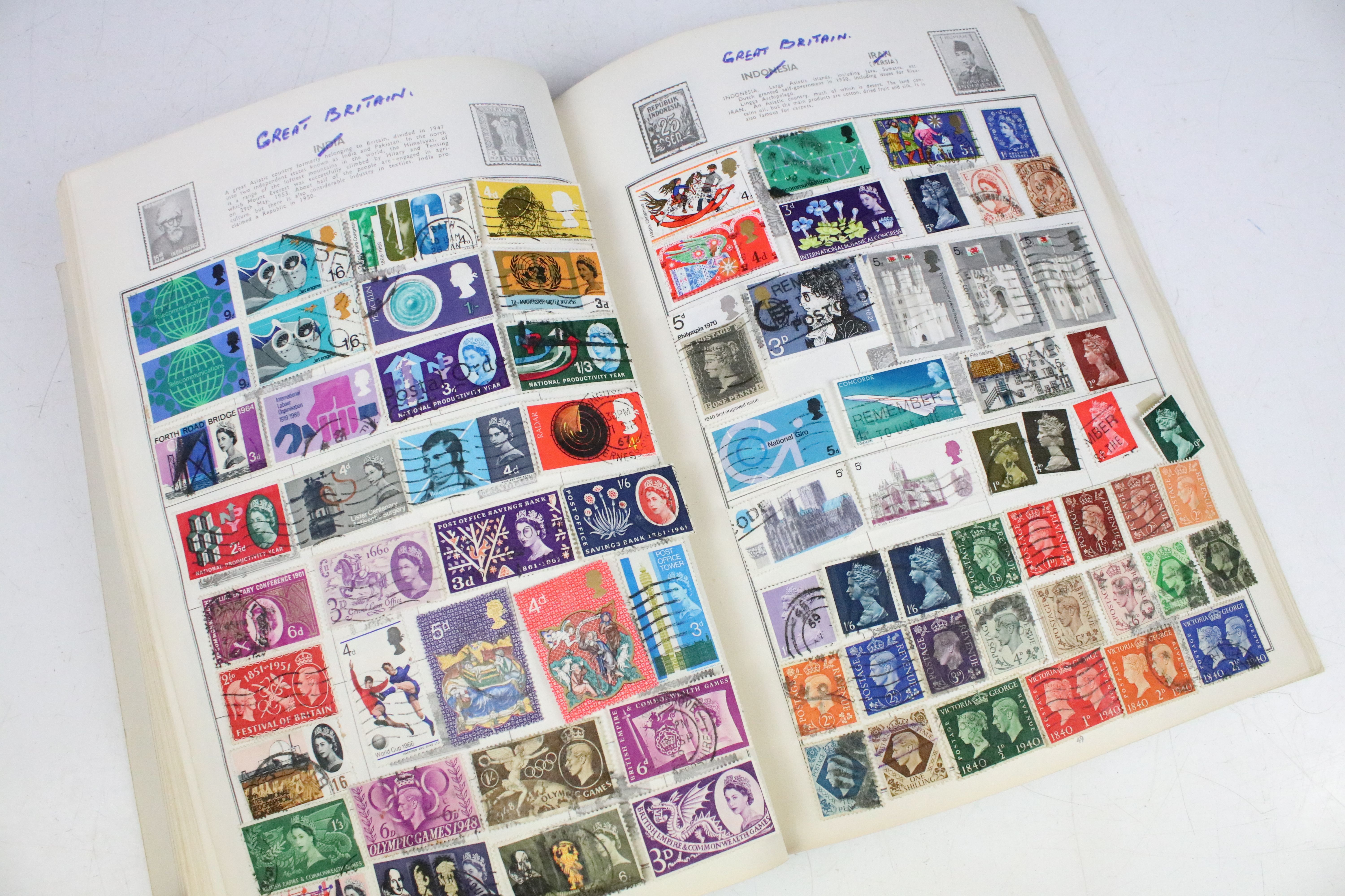 A collection of British and world stamps within an album to include Queen Victoria Blue & Red - Image 24 of 31