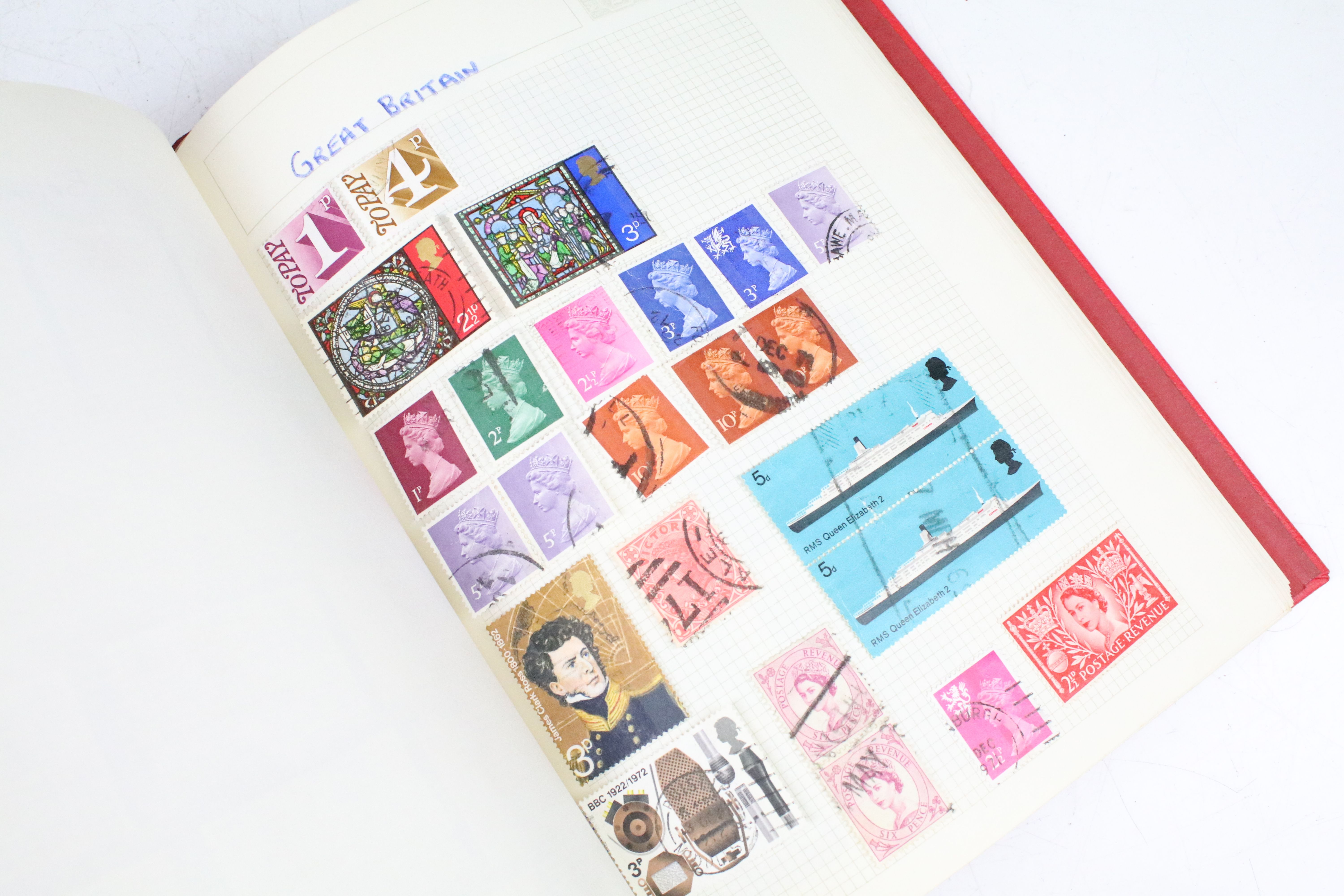 A collection of five stamp albums containing stamps from the UK, mainly post war to include some - Image 25 of 30