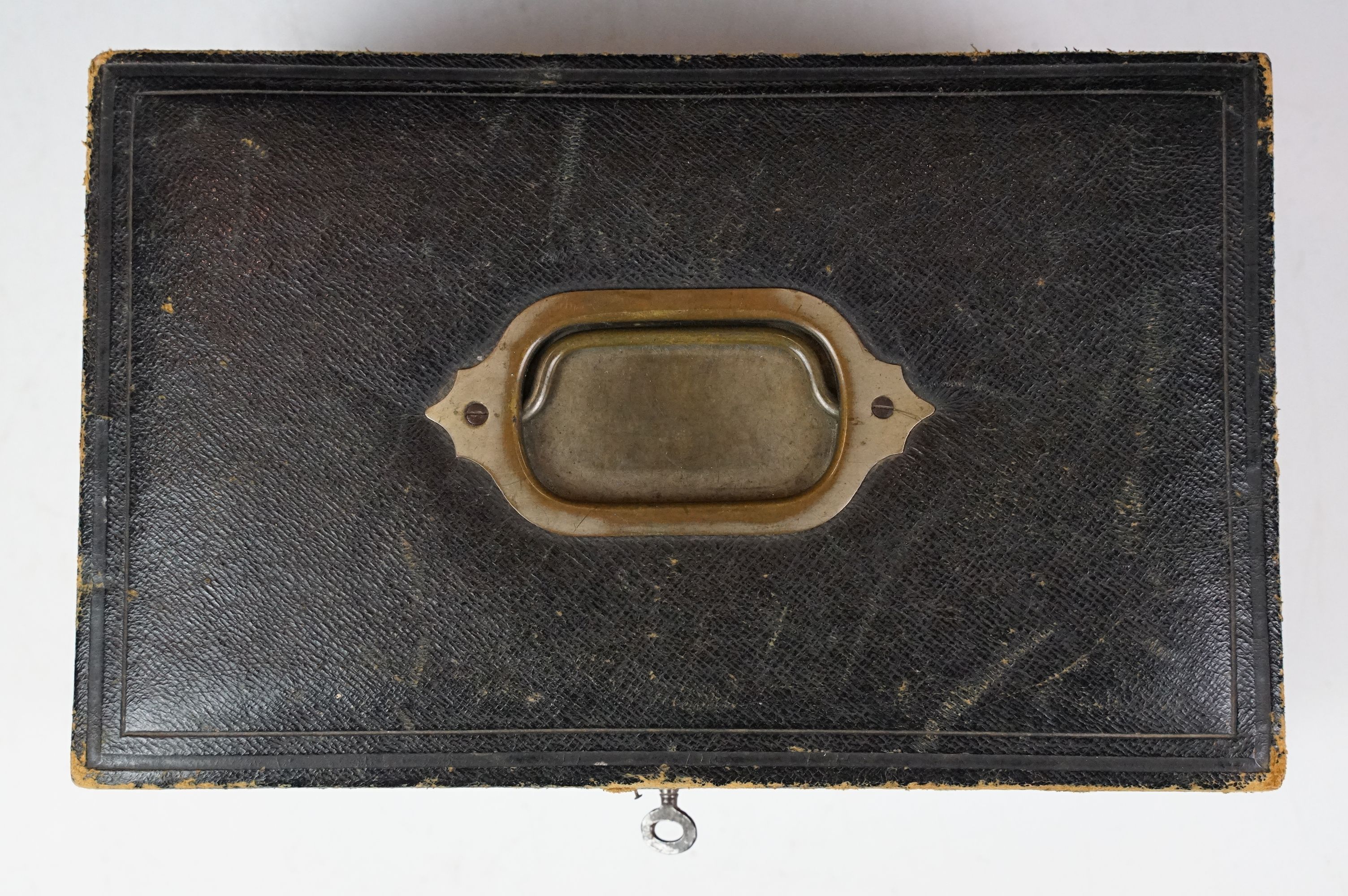 Late 19th / early 20th century leather clad stationery box, the contents to include dip pen, - Image 7 of 7