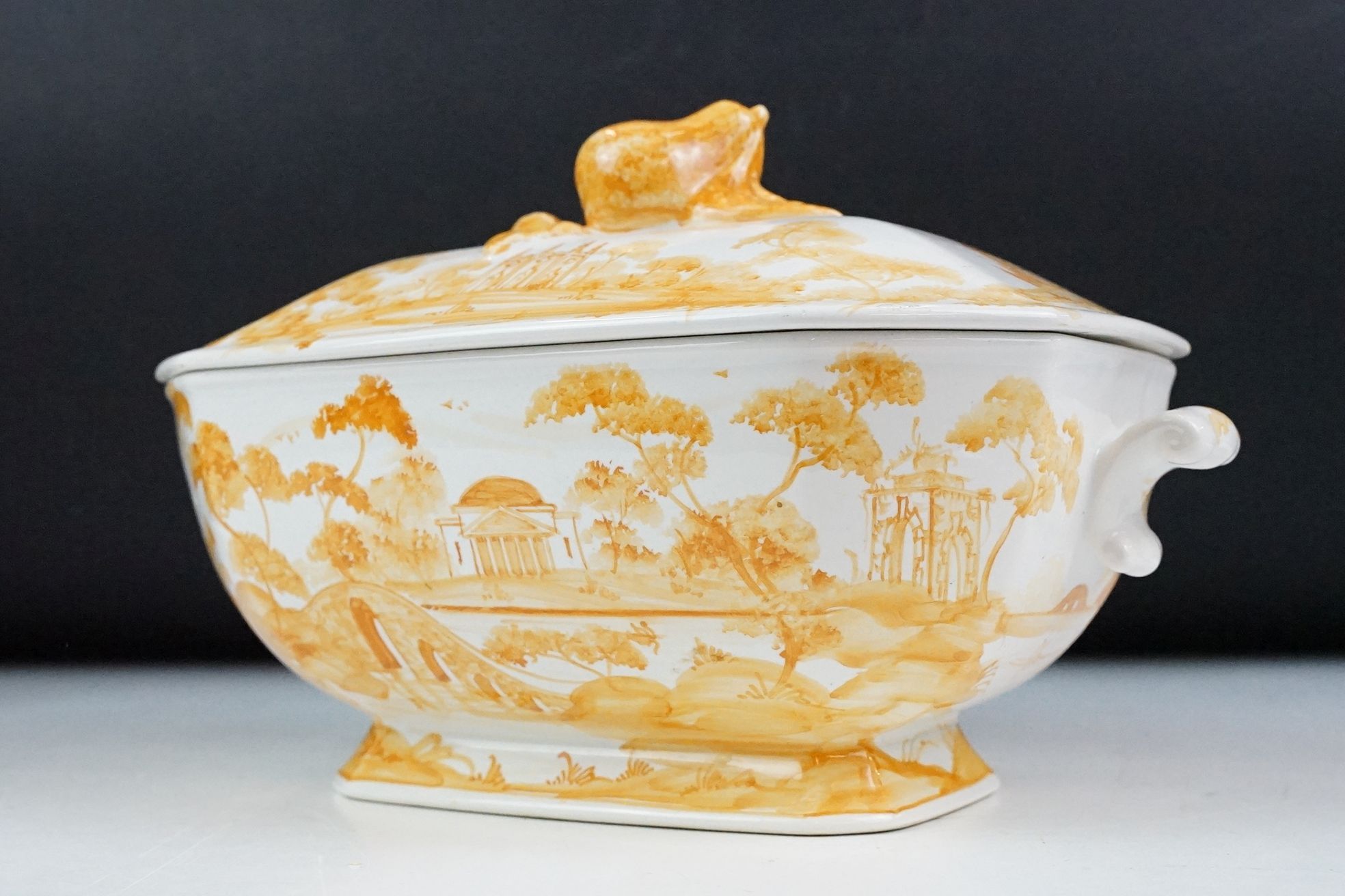 Isis Pottery, Oxford tureen and cover, hand painted in the saffron palette, 25cm long and an Isis - Image 5 of 12