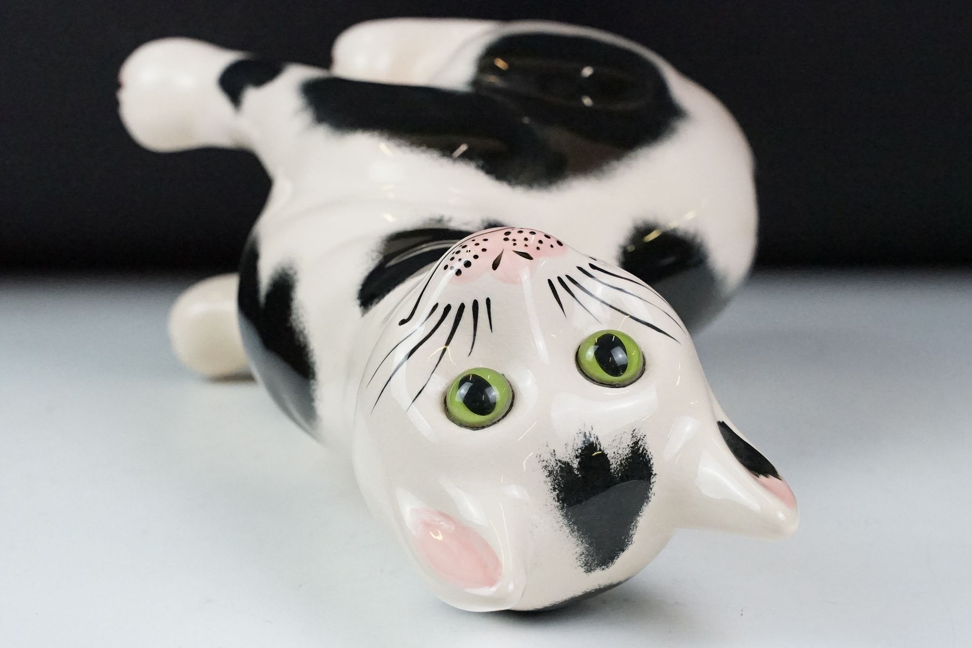 Griselda Hill Pottery Wemyss black and white cat, signed G. Hill Pottery to base and Wemyss, 34cm - Image 6 of 10