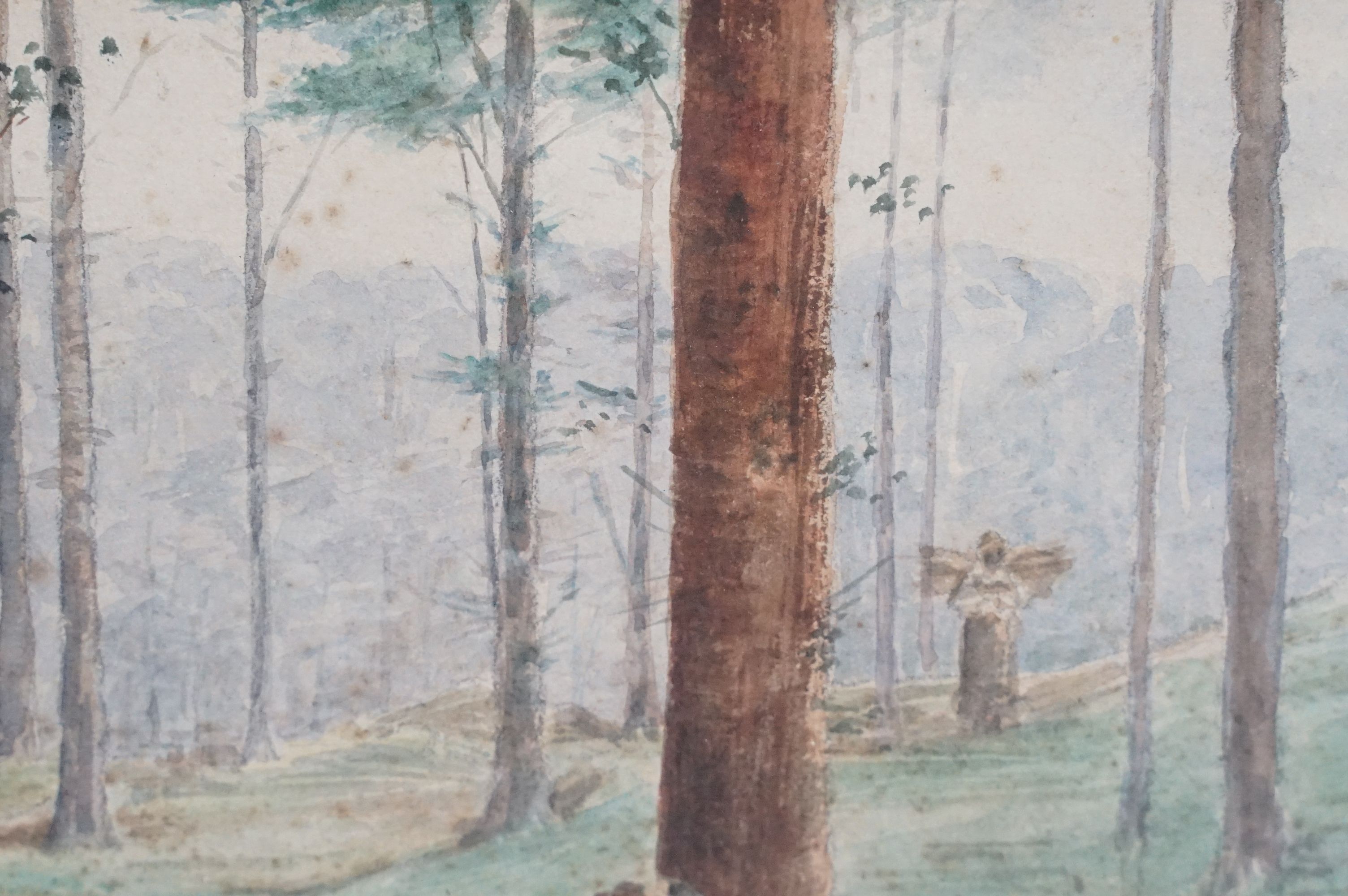 19th century watercolour, country girls in a conversation in woodland clearing, 21.5 x 29cm, - Image 5 of 7