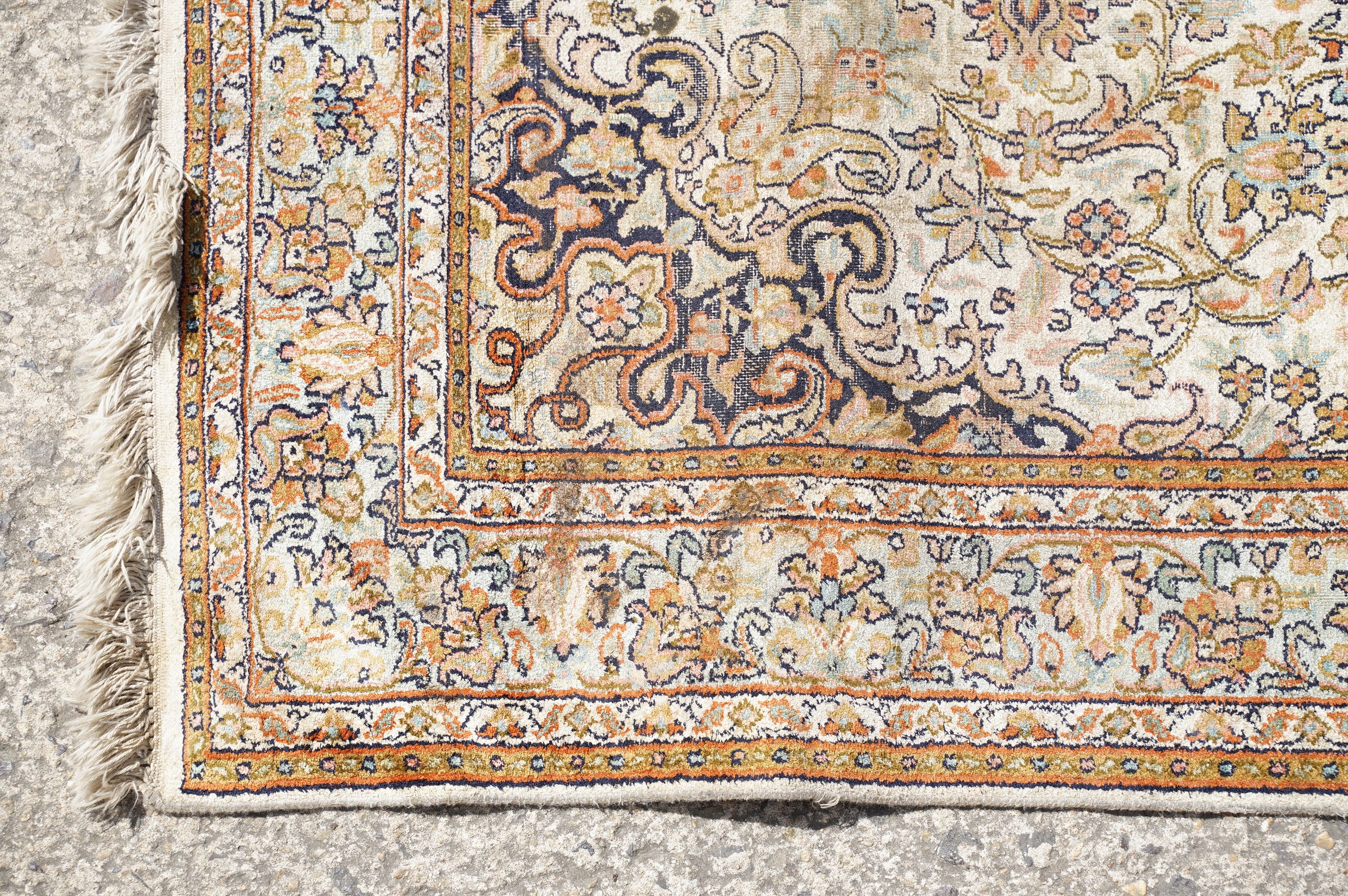 Middle Eastern cream ground carpet, with central stylised motif within geometric borders, 160 x 92cm - Image 7 of 14