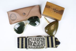 A small group of mixed collectables to include a cased pair of vintage Ray Ban aviators together