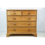 Early 20th century mahogany chest of two short and three long drawers on bracket feet, 104cm high