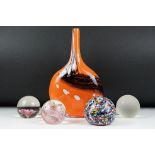 Phoenician Glassblowers of Malta glass vase of flattened bottle form (approx 28cm tall, label to