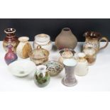 Collection of studio pottery to include vases, jug, pots, etc, featuring Michael Kennedy Ceramics,