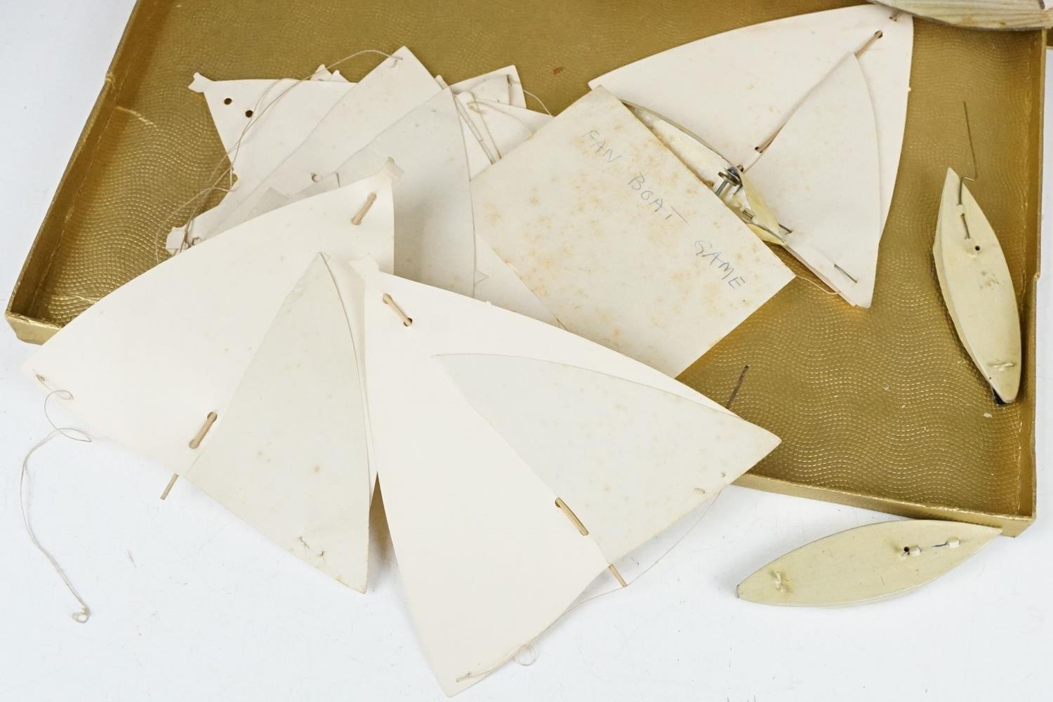 19th Century Victorian japanese boat game consisting of paper fans, with miniature sailing boats. - Image 3 of 8
