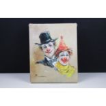 Blossom, clowns, oil on canvas, signed lower left, 25 x 20cm