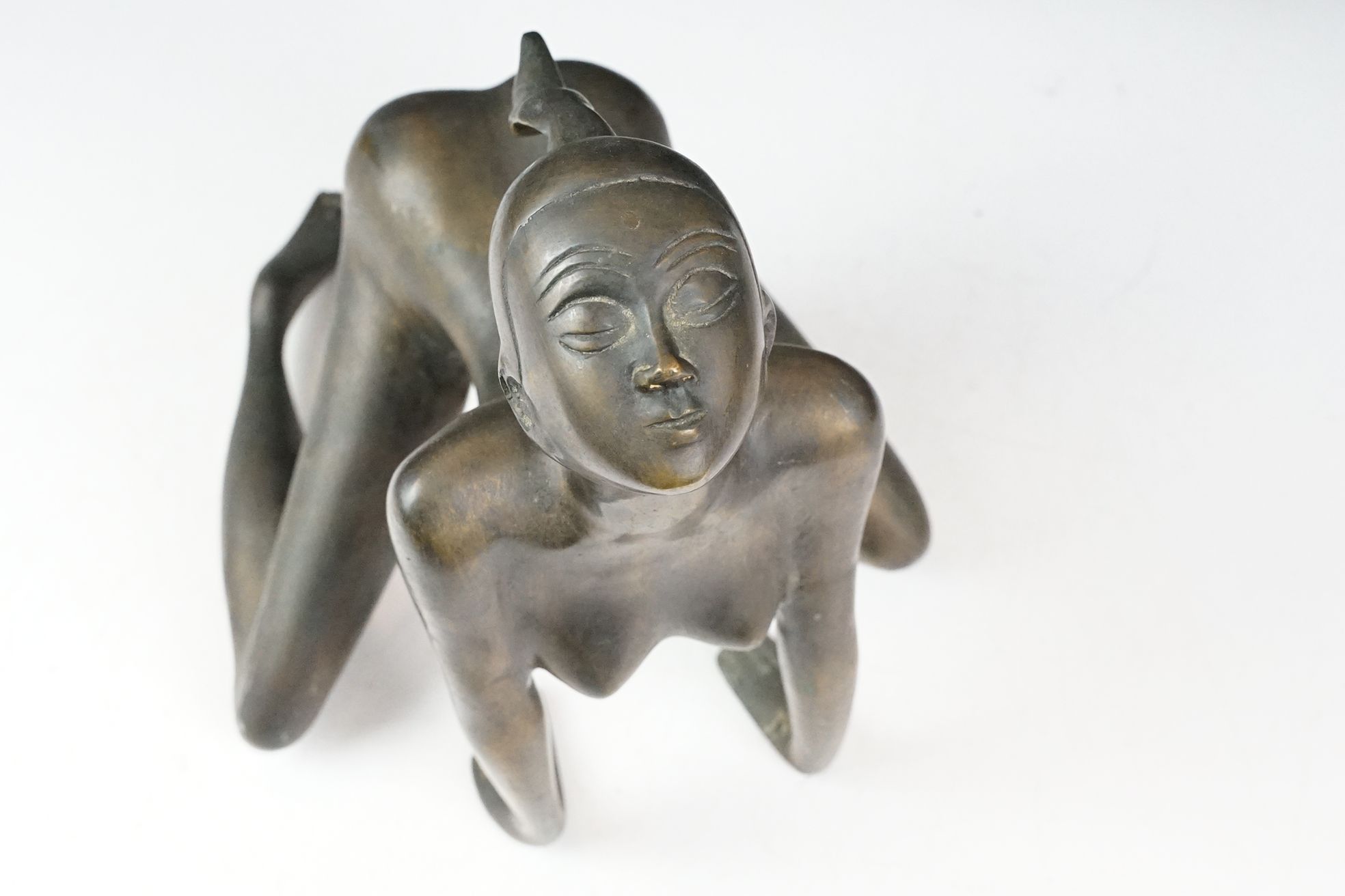 Erotic bronze sculpture depicting a nude female, approx 25cm tall - Image 5 of 7