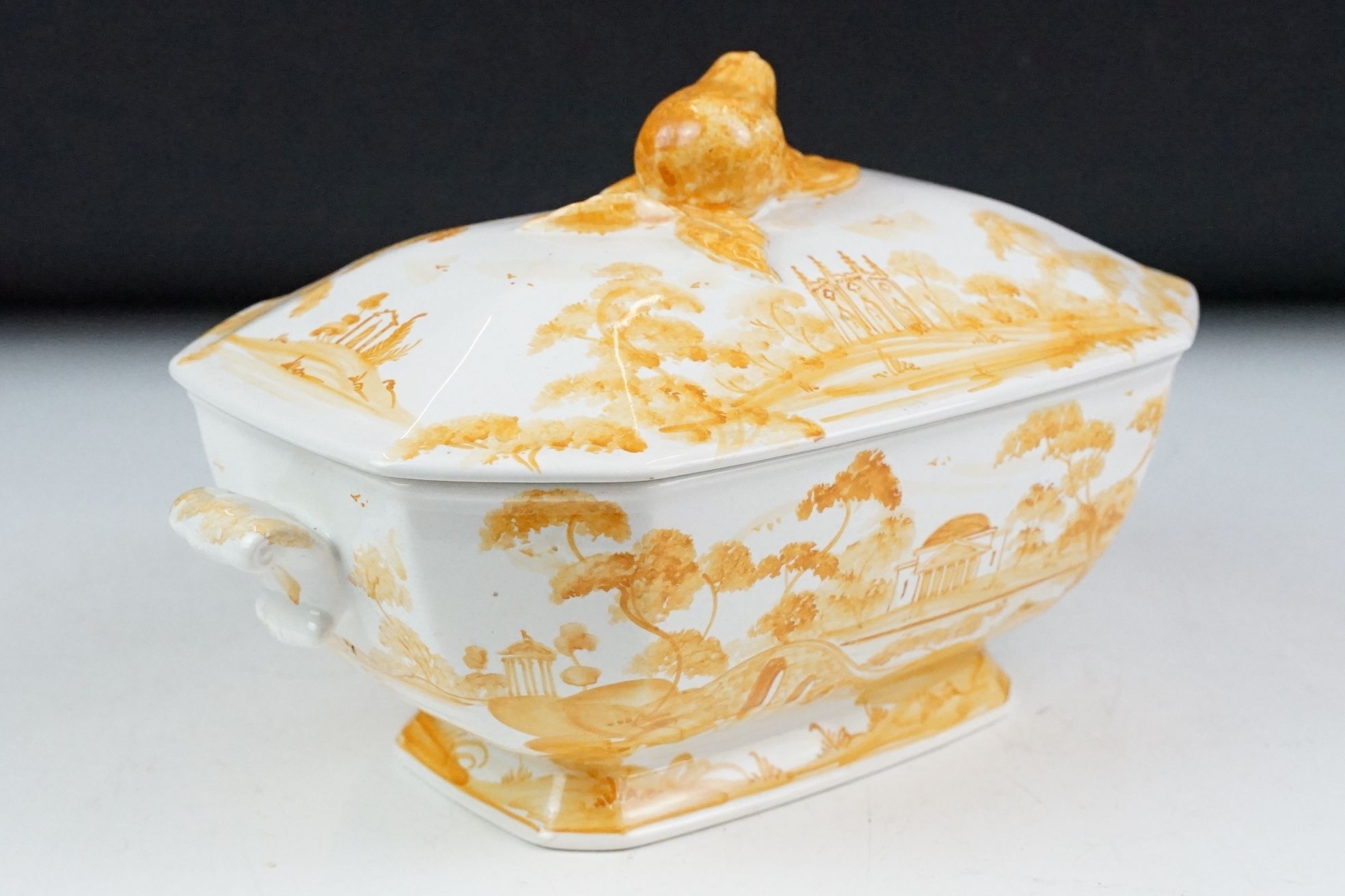 Isis Pottery, Oxford tureen and cover, hand painted in the saffron palette, 25cm long and an Isis - Image 4 of 12