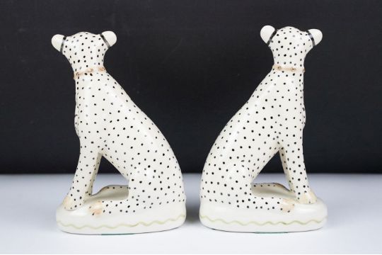 Miranda C Smith, pair of hand painted cheetahs in the manner of Staffordshire Pottery, each signed - Image 3 of 9