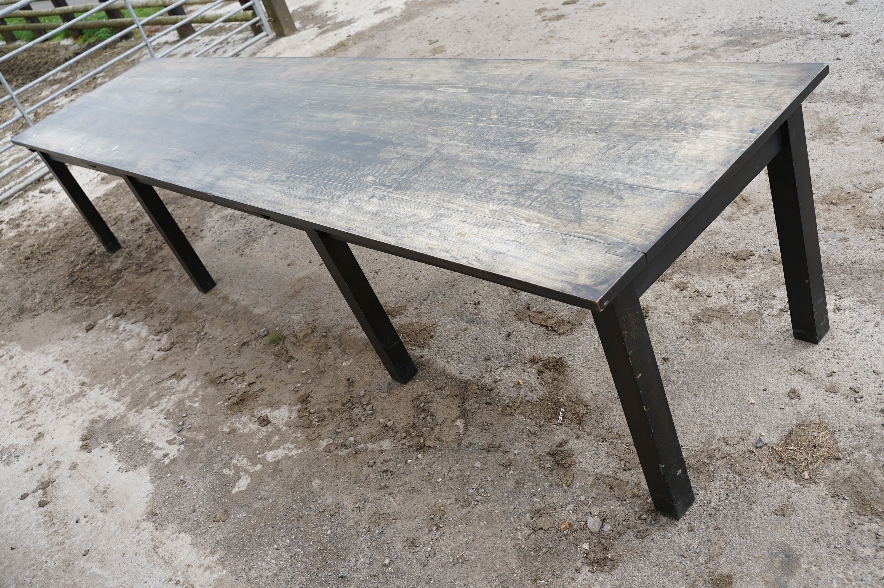 Very large dining table, with maple top and beech legs, approx 400cm long x 90cm wide - Image 2 of 8