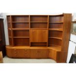 G Plan modular corner display / storage unit, in four sections, with maker's label, measures