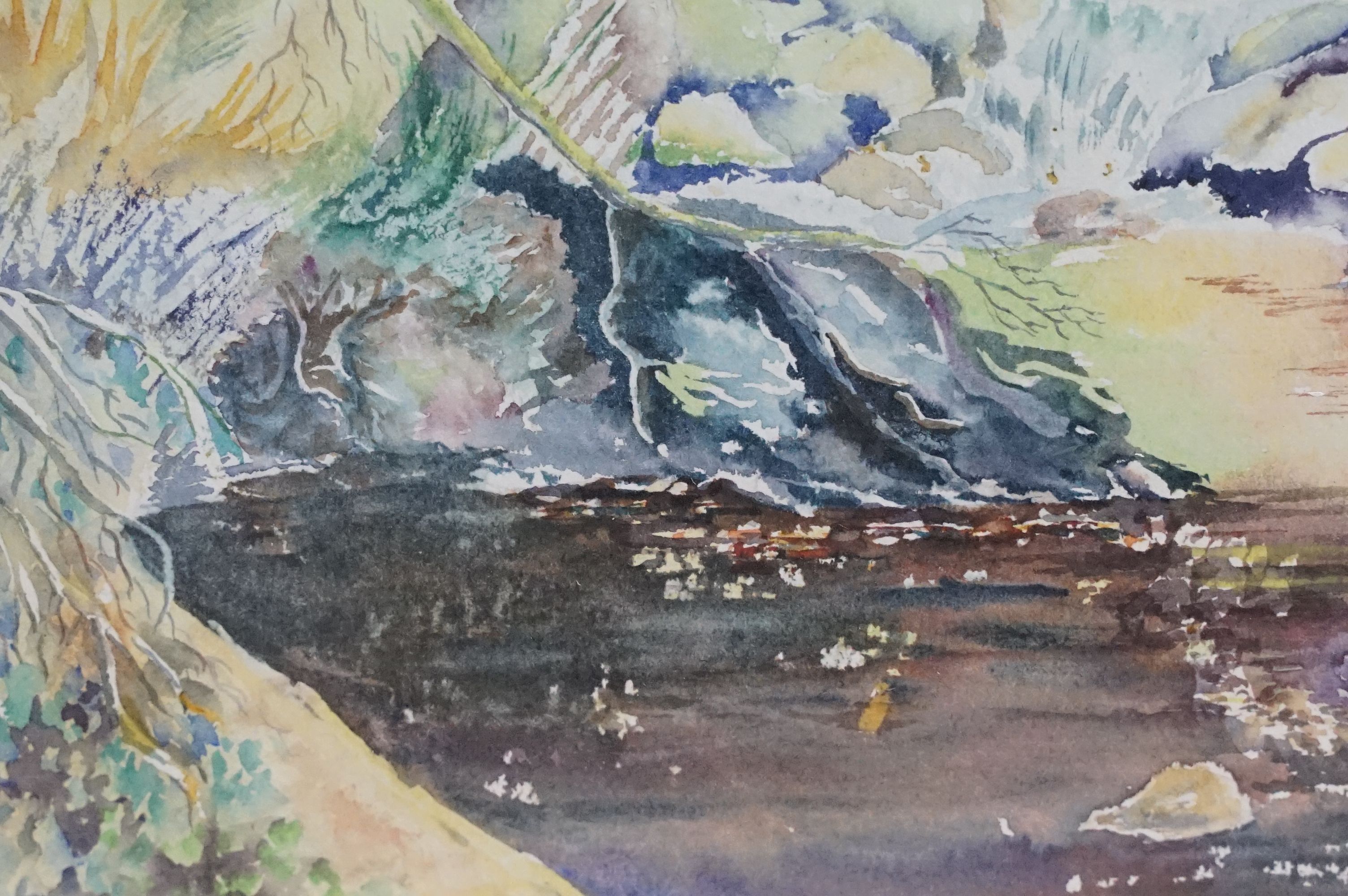 Marion Farrell, landscape scene, watercolour, signed lower right, artist's label verso, A Member - Image 3 of 9