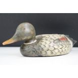 Painted wooden decoy duck, approx 37cm long