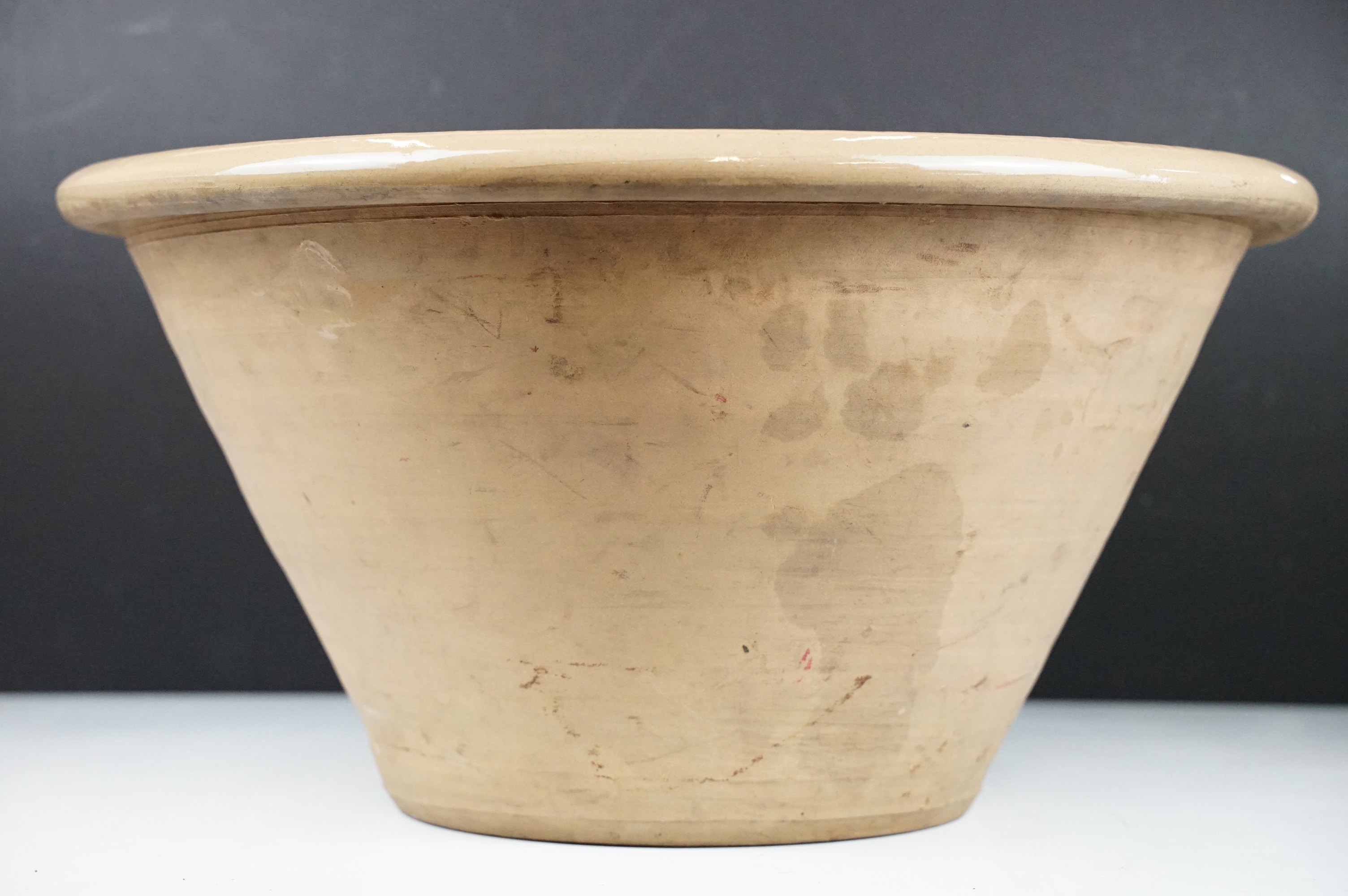 Large vintage stoneware dairy bowl, approx 45cm diameter - Image 3 of 5