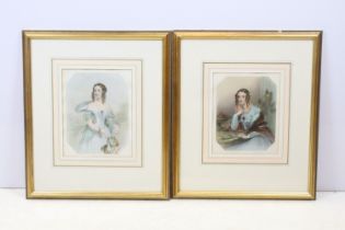 19th century finely coloured engraving portraits of noble ladies, to include: The Duchess of St