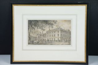 Richard Bankes Harraden (1778-1862) pencil and brown wash view of a stately building (possibly