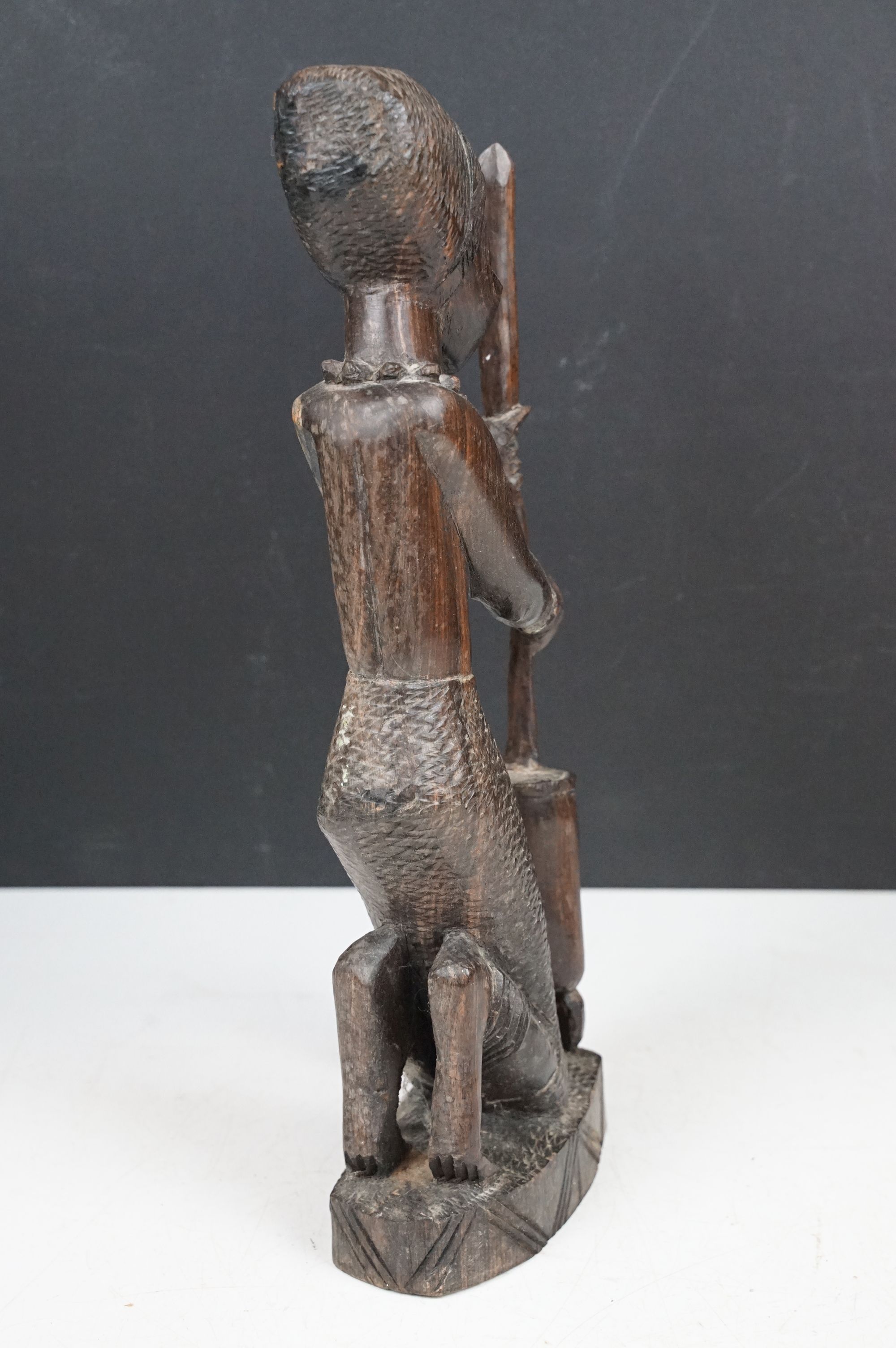 Pair of African carved hardwood stylised figures, tallest approx 34cm - Image 4 of 12