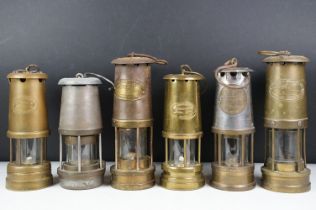 Group of six miners lamps to include E. Thomas & Williams Ltd, Ferndale Coal & Mining Co., The