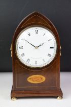 20th century Comitti of London mantel clock, with shell paterae and brass lions head ring handles,