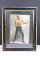 Oil painting portrait of American Boxer John Arthur Johnson (1878 - 1946), Johnson was nicknamed '