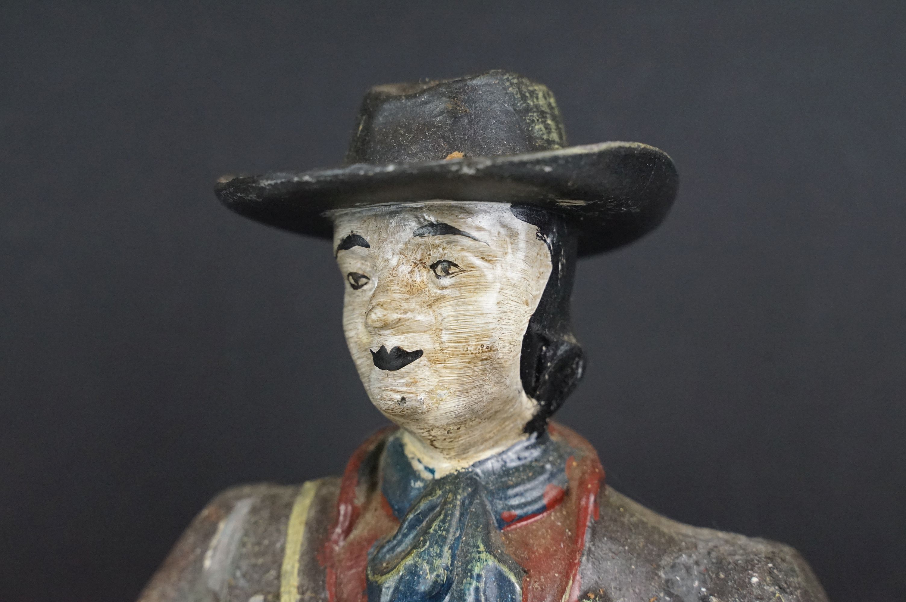 Dutch painted cast metal novelty clock in the form of a clock peddler, approx 38cm high - Image 3 of 10