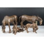 Group of four Frith Sculpture bronzed resin horses & foal, the lot to include Scout, Freckles, Jingo