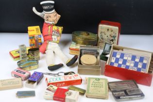 Group of vintage tins & boxes, featuring Sharps toffee, Sure Shield throat lozenges, Ever Ready
