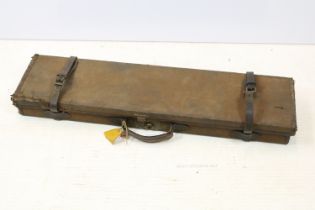 Canvas shotgun case by Thomas Henshaw & Company, Christ Church Place, with owners card attached,