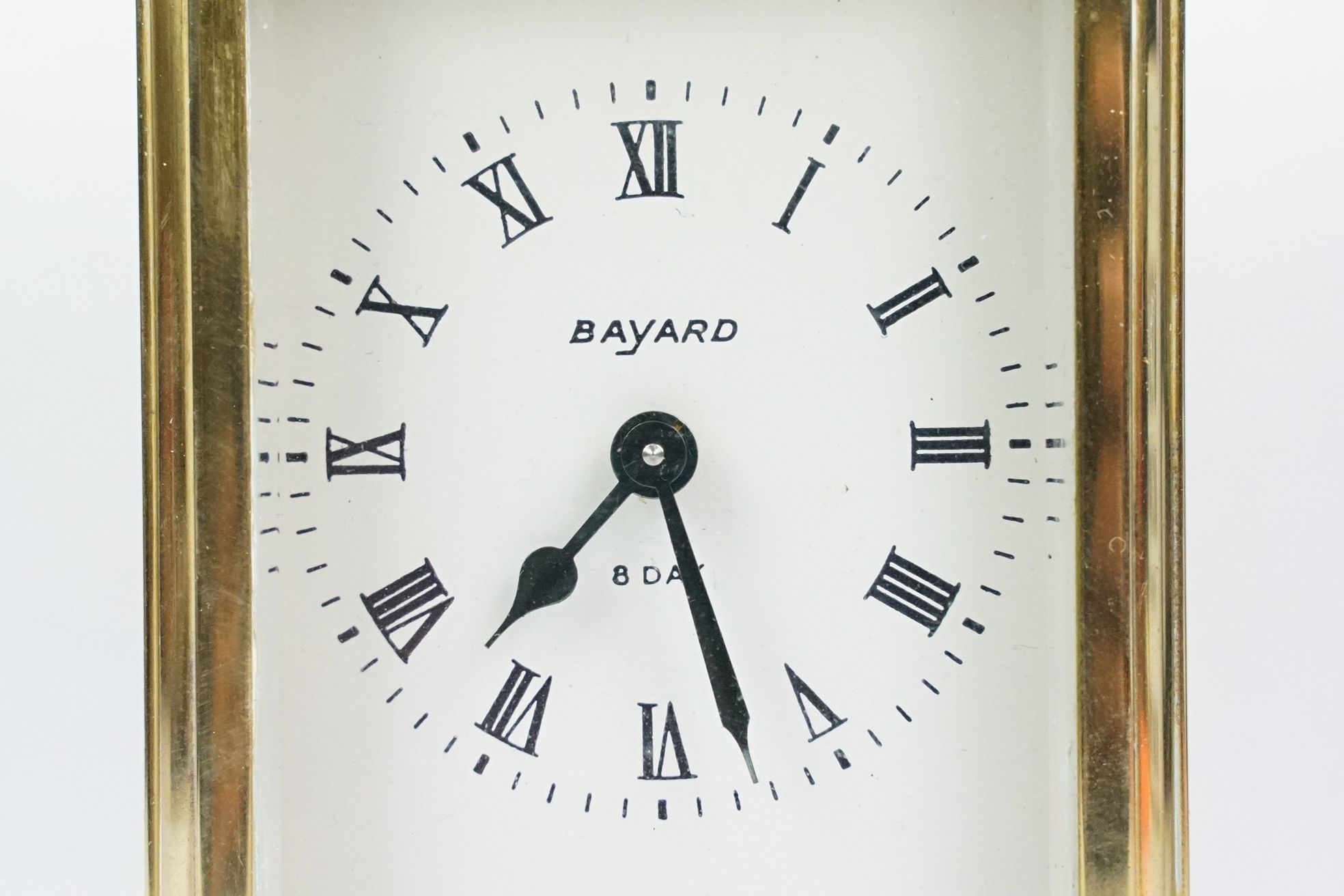 French ' Bayard ' 8 Day Carriage Clock in gilt metal case with three bevelled glass panels, 15cm - Image 2 of 9