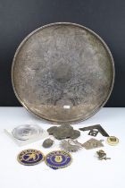 Group of masonic related collectables to include a silver hallmarked medallion, Wiltshire badges,