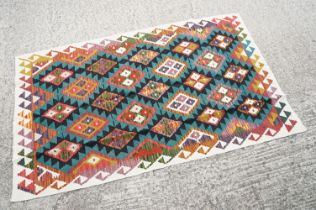 Maimana Kilim rug, cream ground, approx 196cm x 122cm