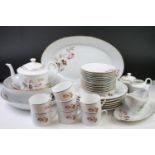 Limoges 'Rose De Monaco' tea & dinner service to include 12 dinner plates, 12 soup bowls, oval