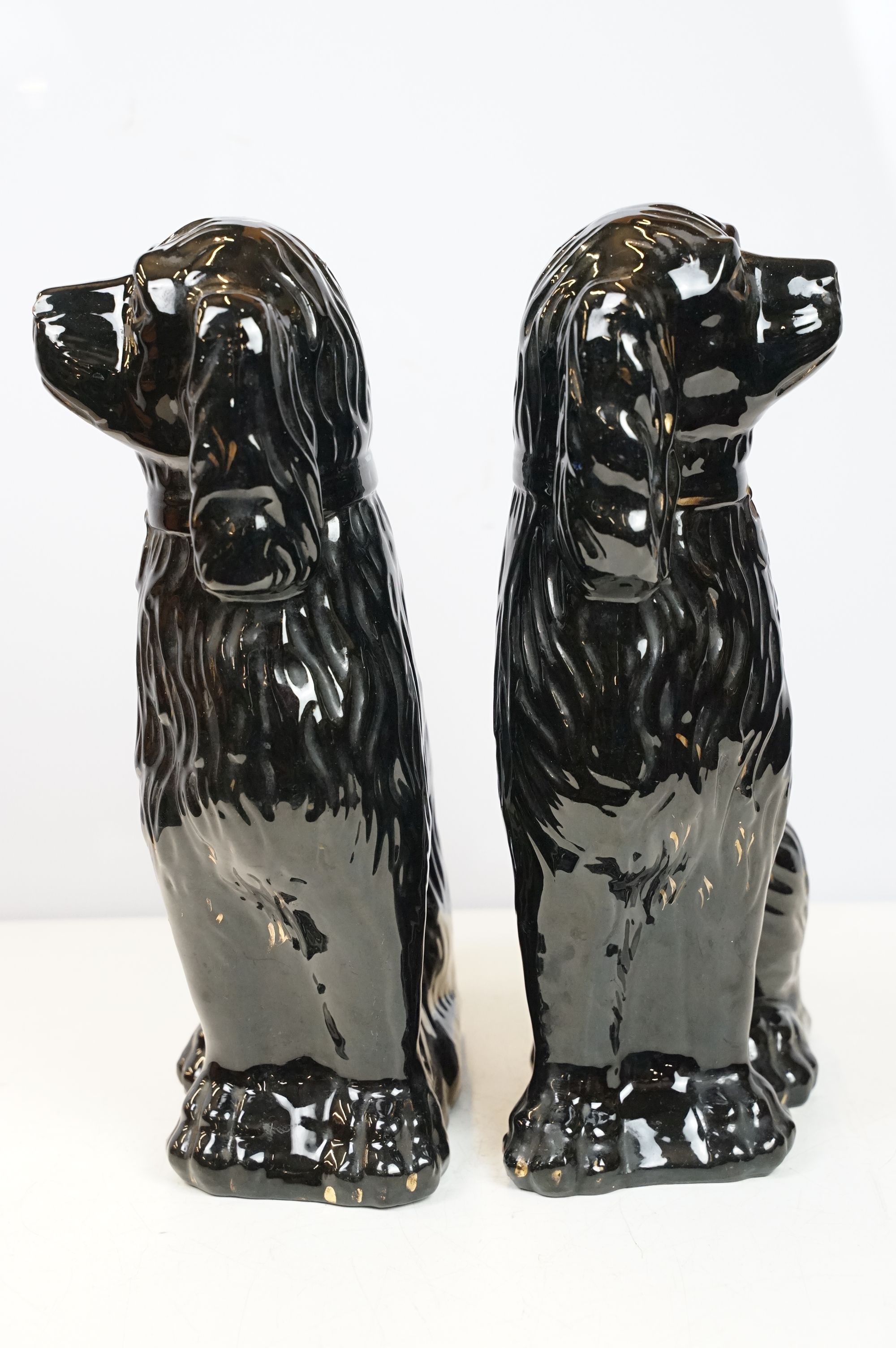 Pair of black cats in Staffordshire style, 35cm high - Image 7 of 8