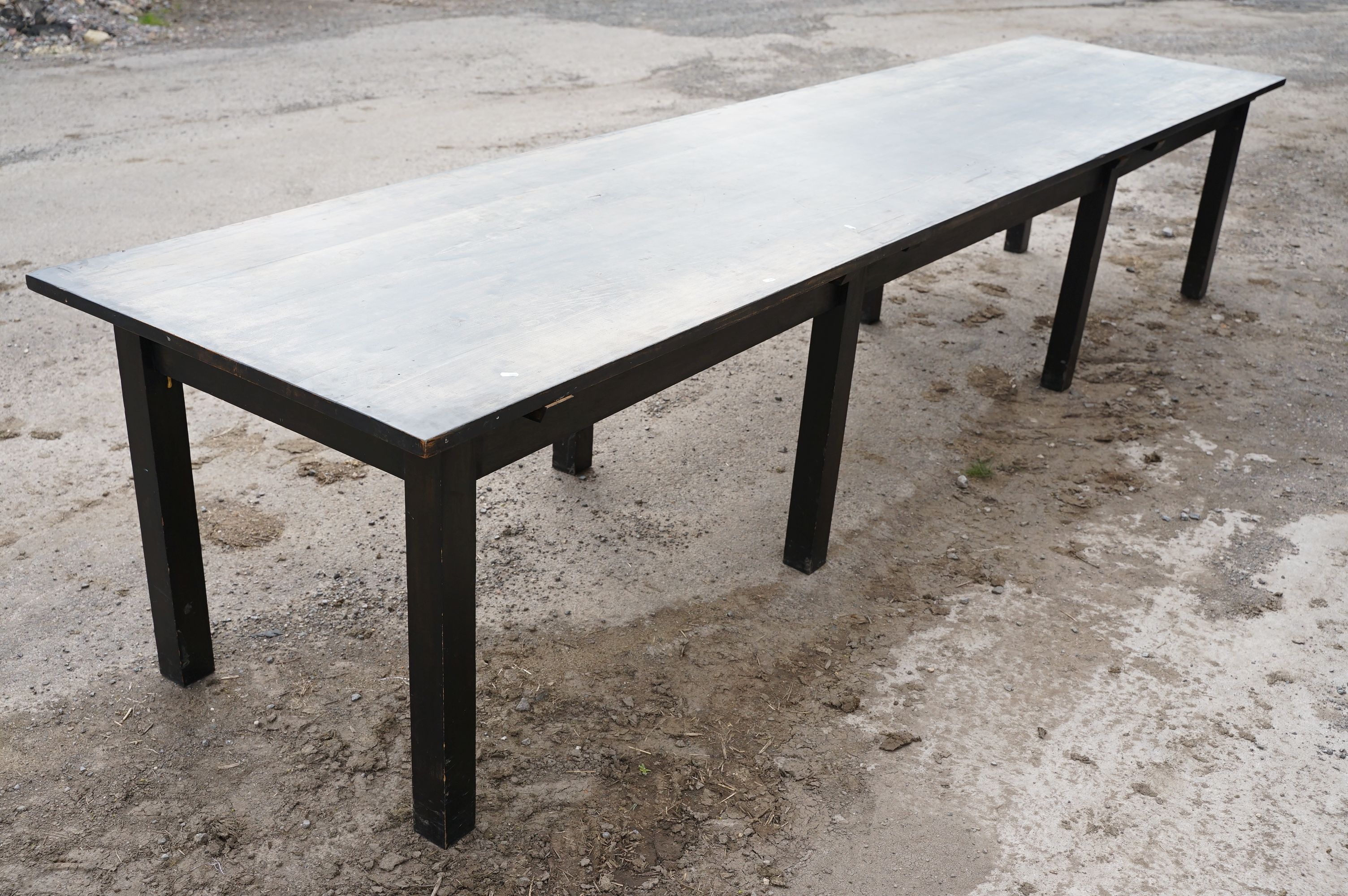 Very large dining table, with maple top and beech legs, approx 400cm long x 90cm wide