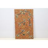 Ingrid Napangardi Williams (Australian), an Indigenous Aboriginal painting design on canvas, 71 x