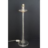 Mod 20th century glass table lamp of spiralling form, approx 58cm high