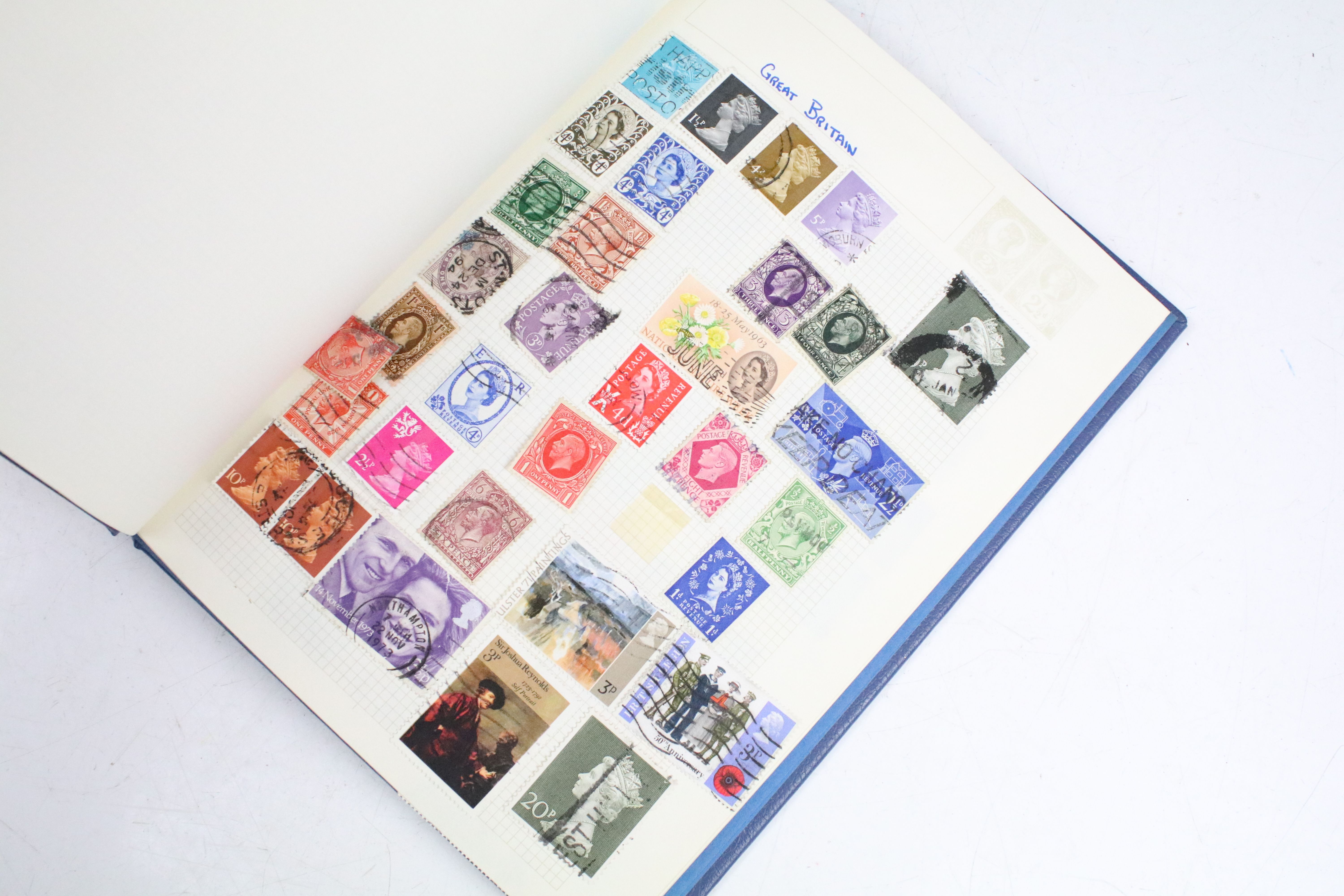 A collection of five stamp albums containing stamps from the UK, mainly post war to include some - Image 28 of 30