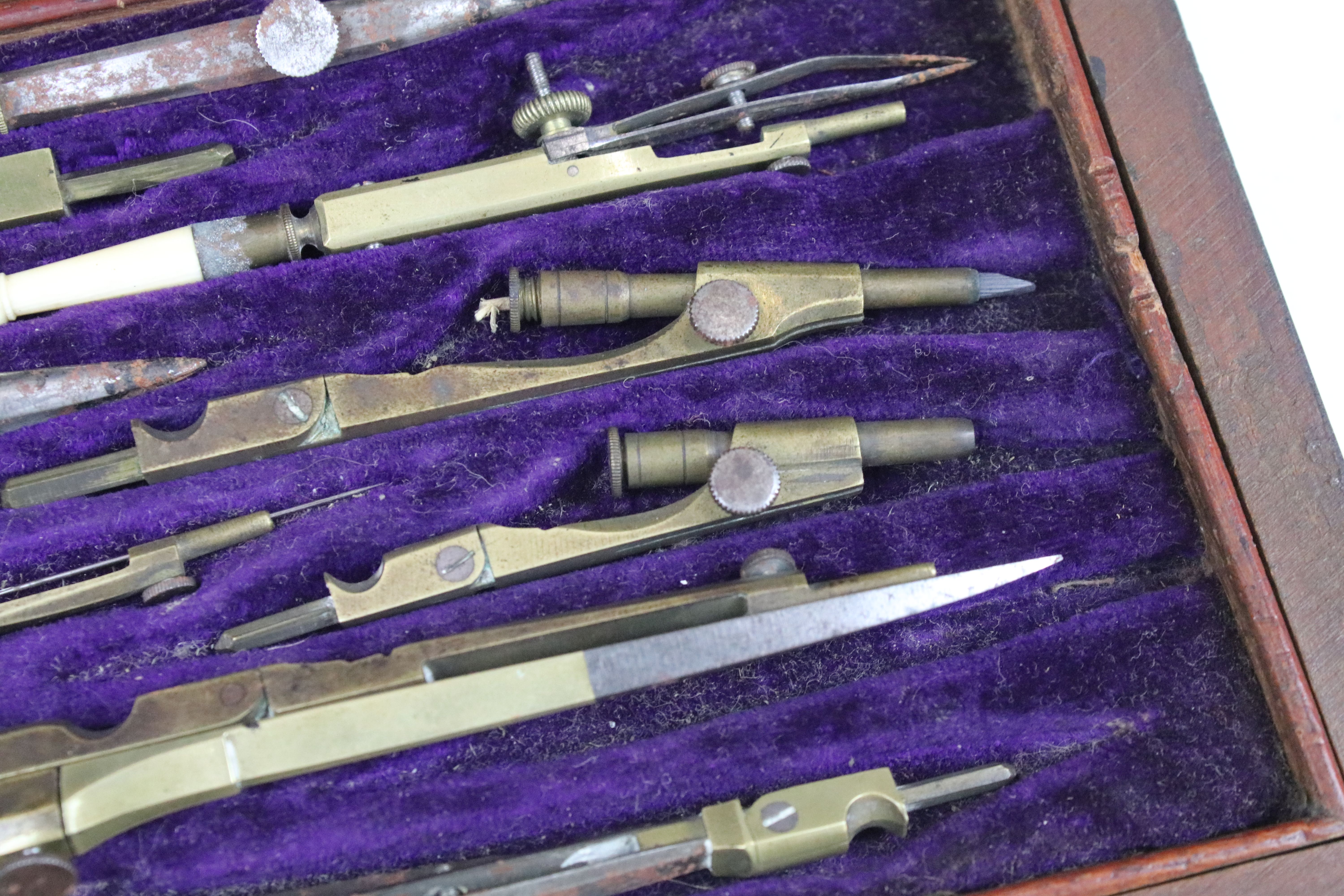 A vintage wooden cased drawing set to include compasses etc.. - Image 6 of 6