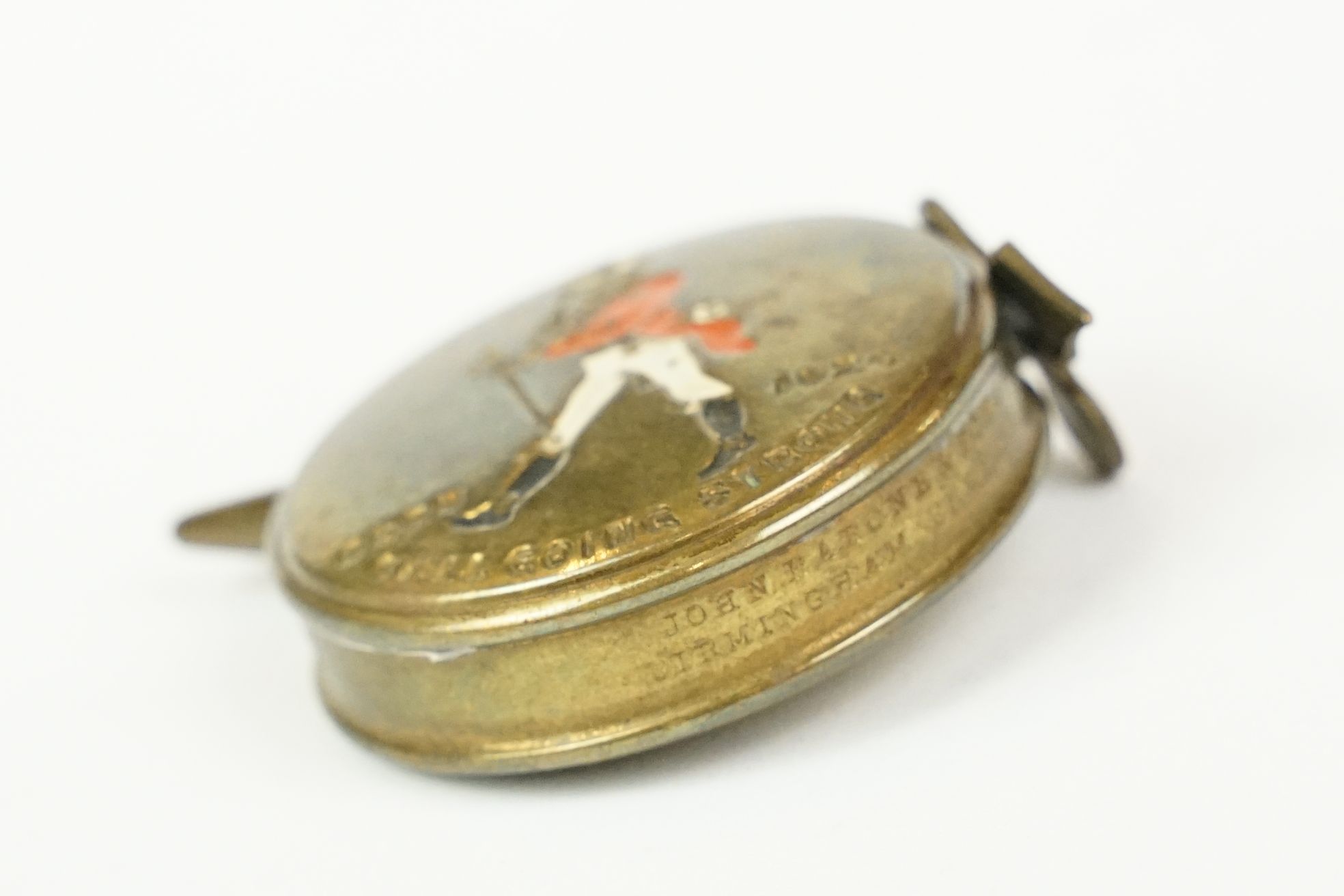 Early 20th century ' Johnnie Walker ' Whiskey Enamelled Bowls Tape Measure marked ' born 1820, still - Image 3 of 6