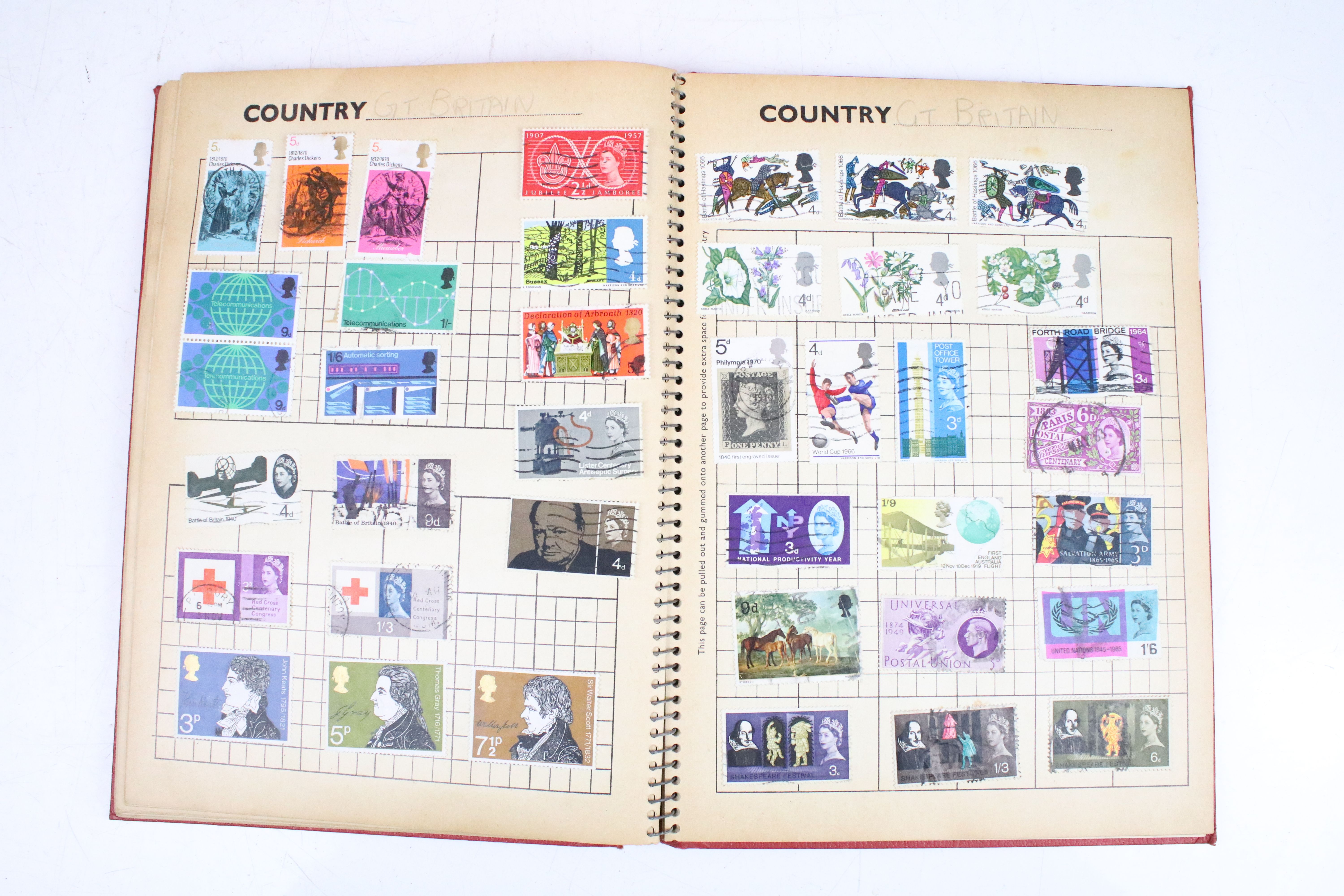 A collection of five stamp albums containing stamps from the UK, mainly post war to include some - Image 20 of 30