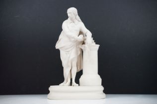 Parian Ware bisque porcelain figure of John Milton, approx 36cm tall