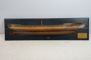 Wooden wall-mounted half-block model of the 1876 Argonaut ship, 94cm long