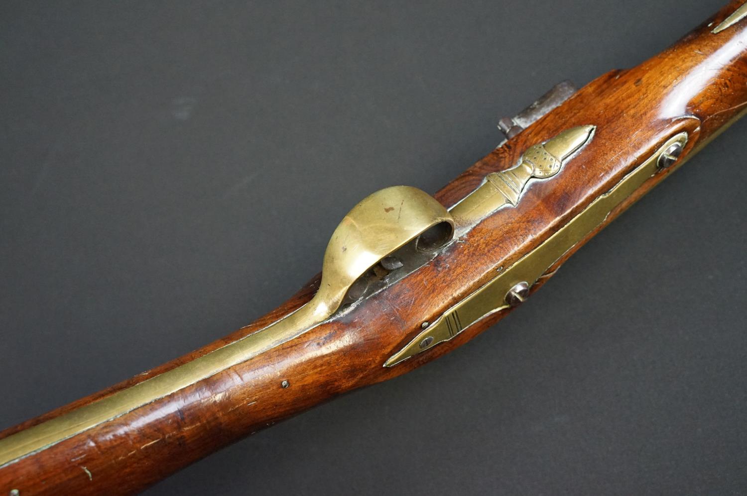 A FLINTLOCK COACHING BLUNDERBUSS by Mewis & Co, with 14 1/2" brass bell - Image 6 of 19