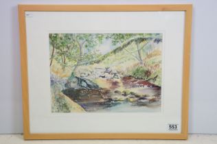 Marion Farrell, landscape scene, watercolour, signed lower right, artist's label verso, A Member