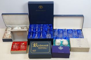 Six boxed lead crystal glass sets to include three Bohemia crystal examples, Edinburgh Crystal