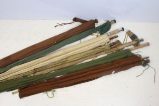 Collection of seven split cane fly fishing rods to include Hardy's, Allcocks, Edgar Sealey, R.